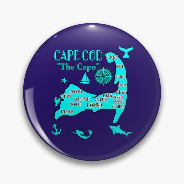 Item preview, Cape Cod Map Teal Blue Shark Souvenir Lighthouse designed and sold by funnytshirtemp.