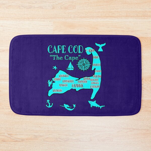 Item preview, Cape Cod Map Teal Blue Shark Souvenir Lighthouse designed and sold by funnytshirtemp.