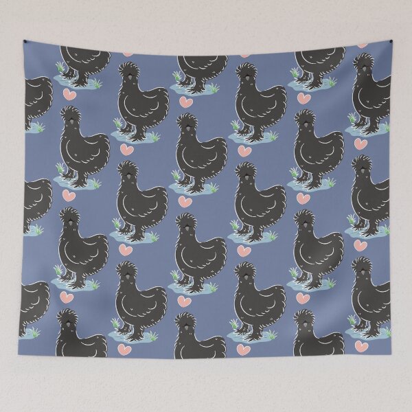 Item preview, LOVE Black Silkie Chicken - navy designed and sold by Lulupainting.