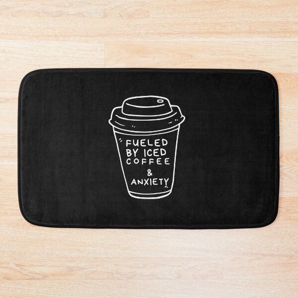 Item preview, text on the coffee cup Fueled by iced coffee and Anxiety trending coffee lovers typography with coffee cup black and white t-shirts  designed and sold by gulnaz797.