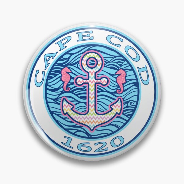 Item preview, Cape Cod Preppy Anchor Seahorse Pink Blue designed and sold by funnytshirtemp.