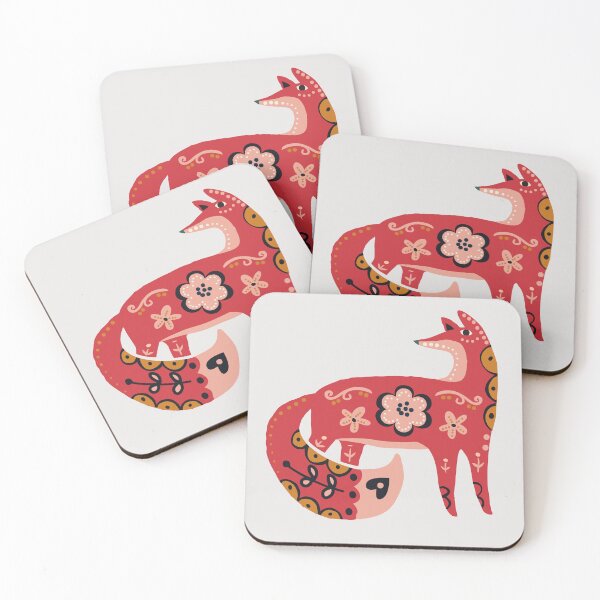 Item preview, Scandi folk fox with floral pattern designed and sold by sallymountain.