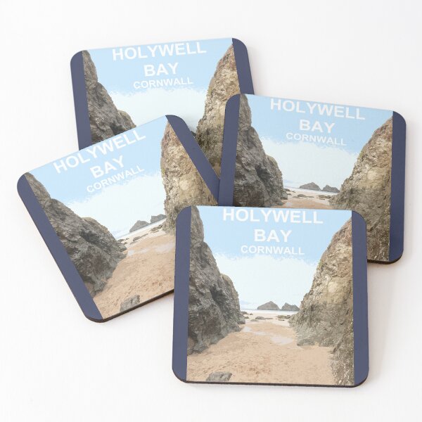 Item preview, Holywell Bay Cornwall. Cornish gift. Travel poster designed and sold by BarbaraGlebska.