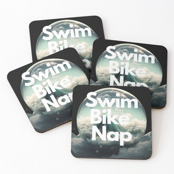 Item preview, Swim Bike Nap Funny Triathlon White on Black sarcastic Evolving Expanding designed and sold by Triathlongram.
