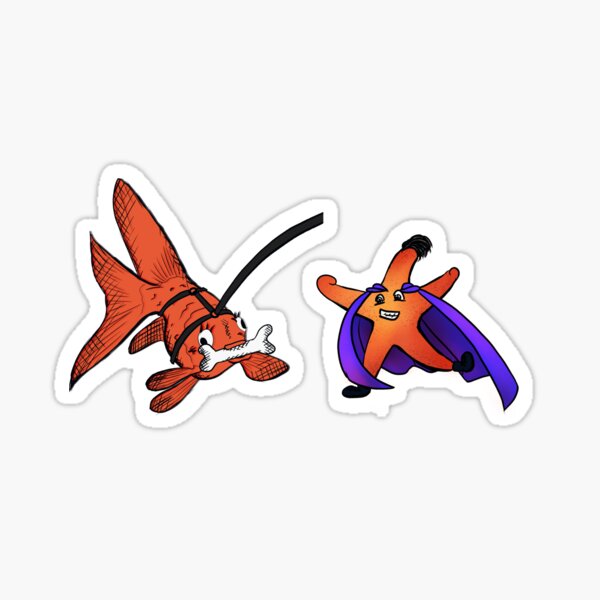 Funky Fish Pet and Star Pack / Funny Cartoon Pets Set Sticker