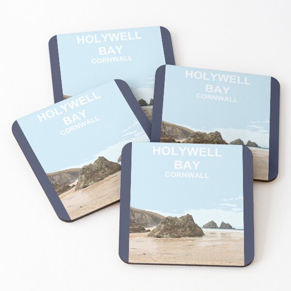 Item preview, Holywell Bay Cornwall. Cornish gift. Travel poster designed and sold by BarbaraGlebska.