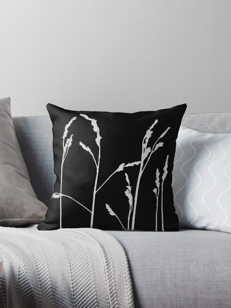 Thumbnail 1 of 4, Pillow, Monochrome Grasses designed and sold by latreloar.