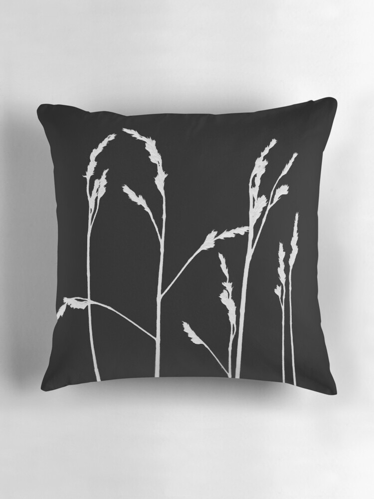 Thumbnail 3 of 4, Pillow, Monochrome Grasses designed and sold by latreloar.