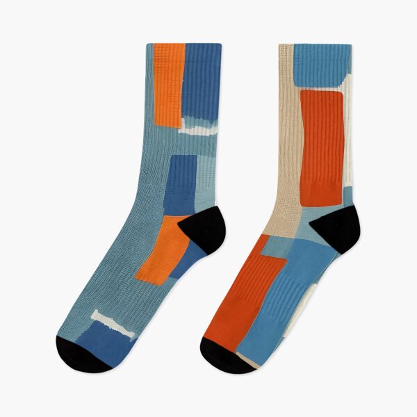 Aperçu de l'œuvre Mcm 050 - rectangles - (bleu, orange et feu) créée et vendue par leartset.