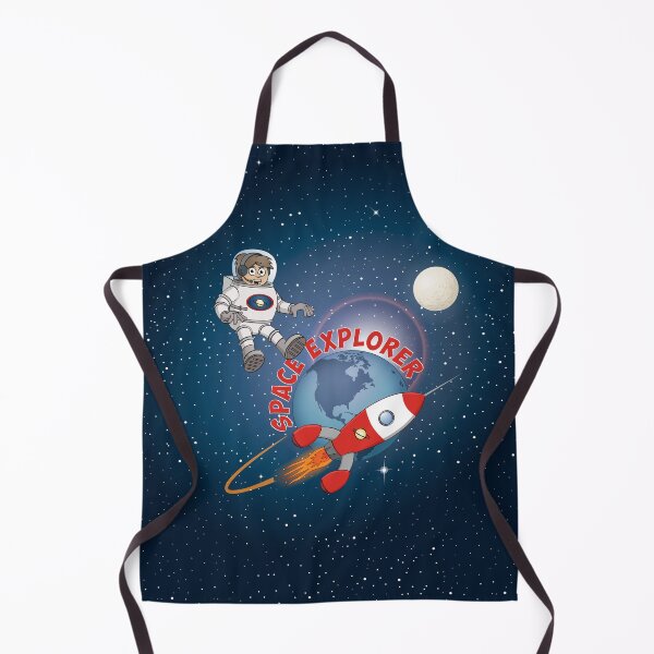 Item preview, Illustration of a happy space explorer astronaut boy against a starry sky designed and sold by Stef Ringoot, cartoons and illustrations.