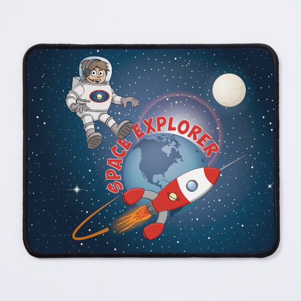 Item preview, Illustration of a happy space explorer astronaut boy against a starry sky designed and sold by Stef Ringoot, cartoons and illustrations.