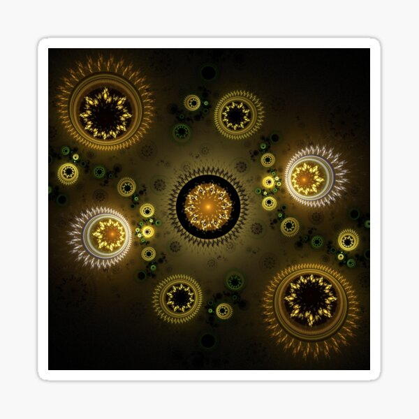 Gold Sovereigns - Glittering Flat Gold Fractal Coins Sticker