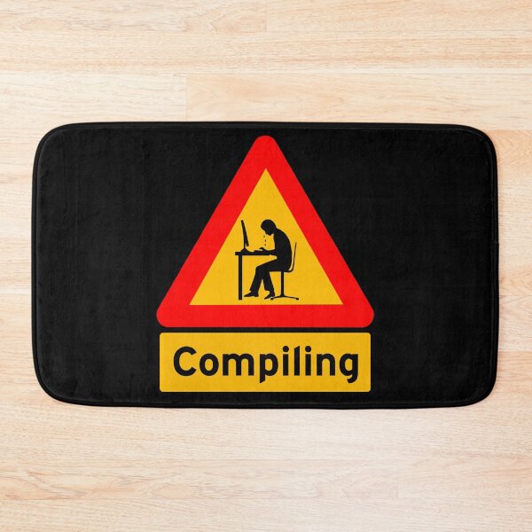 Item preview, 'Compiling' Computer Man Crying - Funny Road Sign Design designed and sold by Ridiculam Toga.