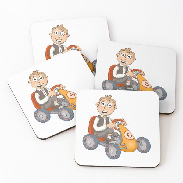 Item preview, Happy boy on a pedal car. Cartoon style illustration  designed and sold by Stef Ringoot, cartoons and illustrations.