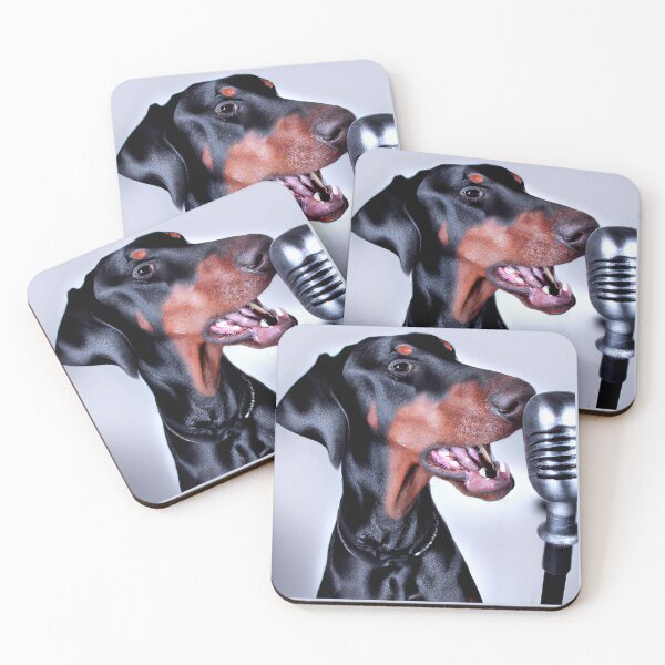 Item preview, Rock Star Doberman Pinscher Singing In A Microphone, Dog 19 designed and sold by LesTheArt.