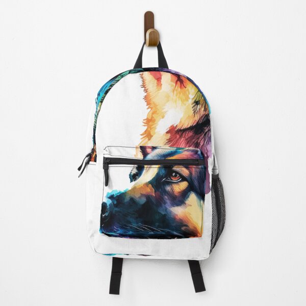 Item preview, Radiant Protector: A German Shepherd Face in Vibrant Watercolor designed and sold by GraphicTeesCo-.