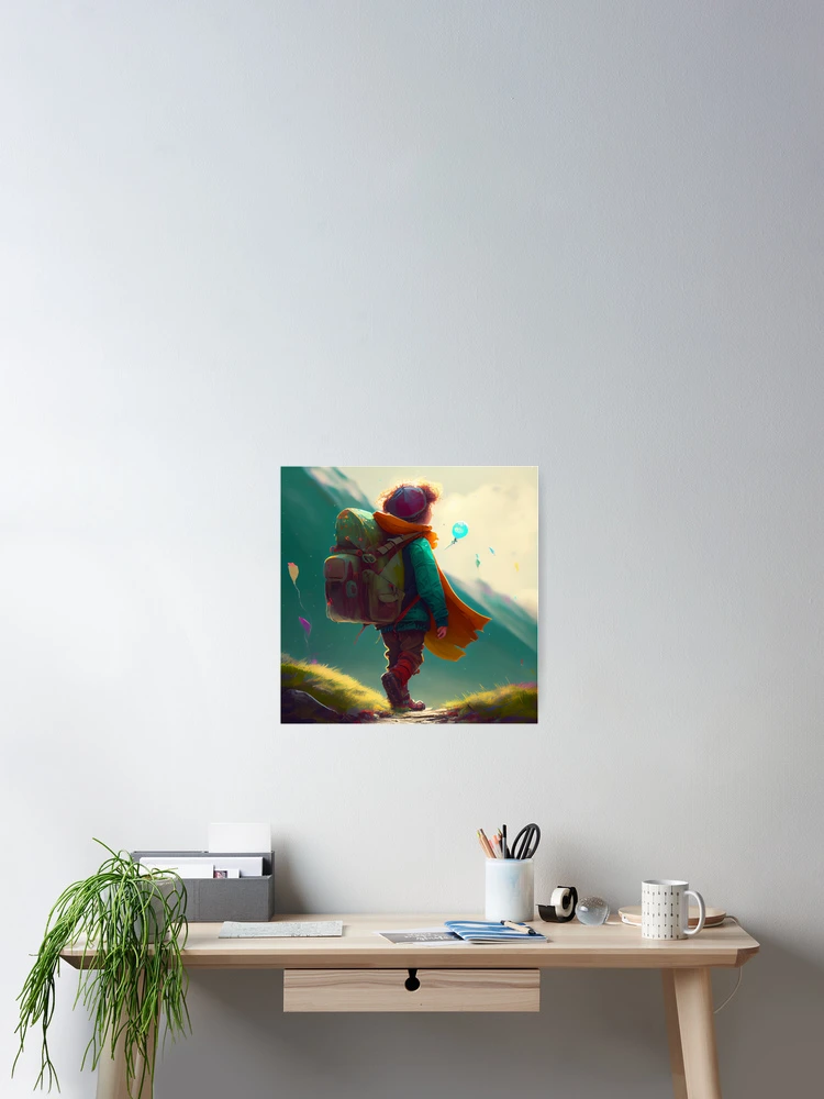 Aperçu 2 sur 3. Poster avec l'œuvre The Joyful Wanderer Digital Painting créée et vendue par CodeAndColors.