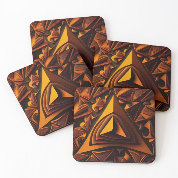 Item preview, Futuristic Triangular Orange Traditional Pattern Digital Painting designed and sold by CodeAndColors.