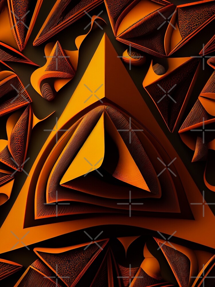 Aperçu 5 sur 5. Robe trapèze avec l'œuvre Futuristic Triangular Orange Traditional Pattern Digital Painting créée et vendue par CodeAndColors.