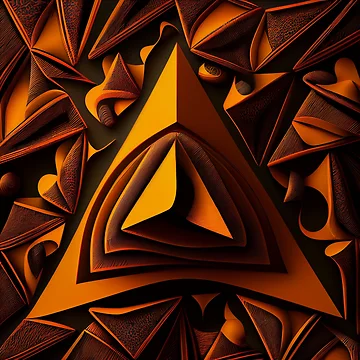 Vorschaubild zum Design Futuristic Triangular Orange Traditional Pattern Digital Painting von CodeAndColors