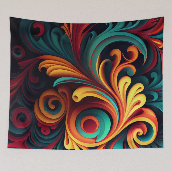 Aperçu de l'œuvre Swirling Intense Bright Eclectic Pattern Digital Painting créée et vendue par CodeAndColors.
