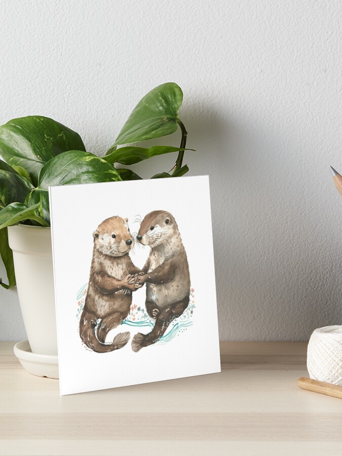 Significant Otters - Otters Holding Hands Art Board Print for Sale by  DOPANDA .