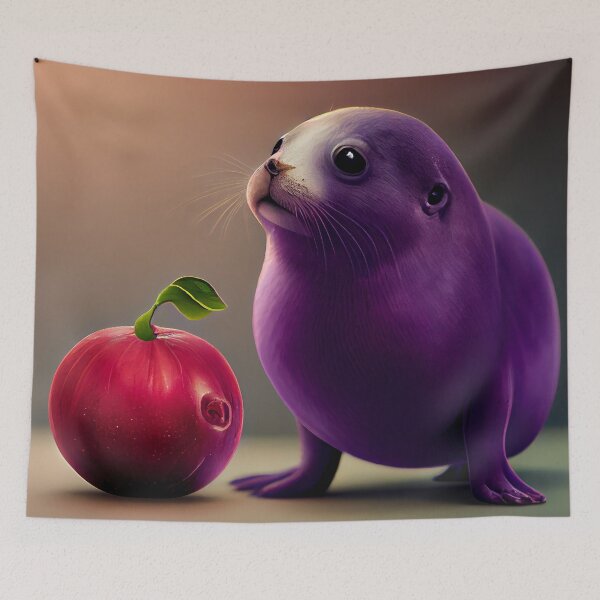 Item preview, Envious Plum and a Seal Digital Painting designed and sold by CodeAndColors.