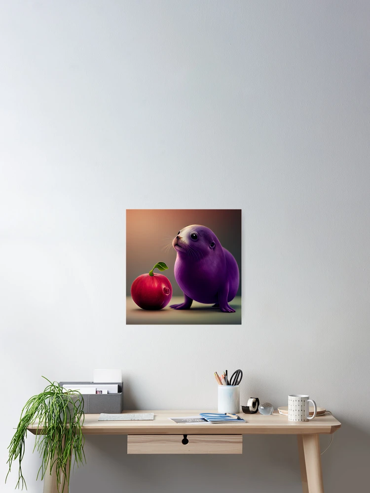 Imagen 2 de 3, Póster con la obra Envious Plum and a Seal Digital Painting, diseñada y vendida por CodeAndColors.