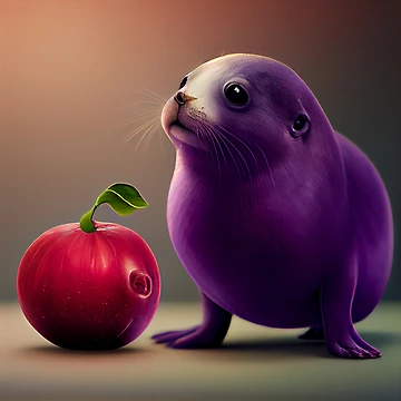 Imagen de la obra Envious Plum and a Seal Digital Painting de CodeAndColors