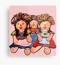 Mexican Maria Dolls In Pink Metal Print