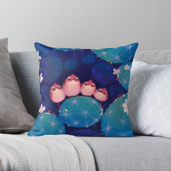 Cactus birds Throw Pillow