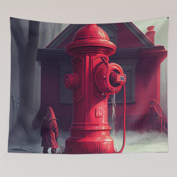 Item preview, The Power of Red Leverage and Hydrant in Tones Digital Painting designed and sold by CodeAndColors.