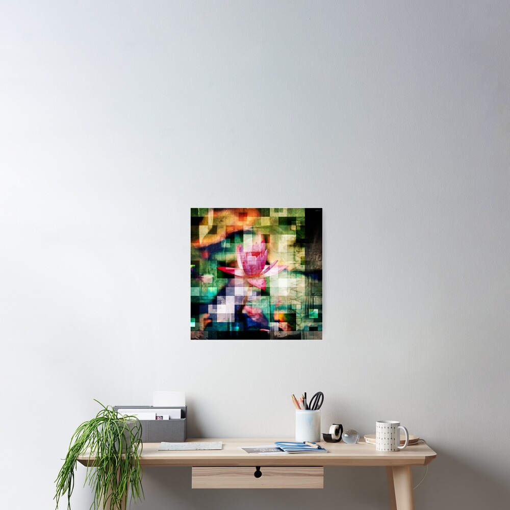 Abstract Flowers And Glass Mosaic Poster