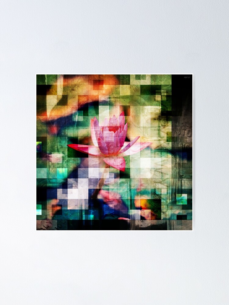 Alternate view of Abstract Flowers And Glass Mosaic Poster
