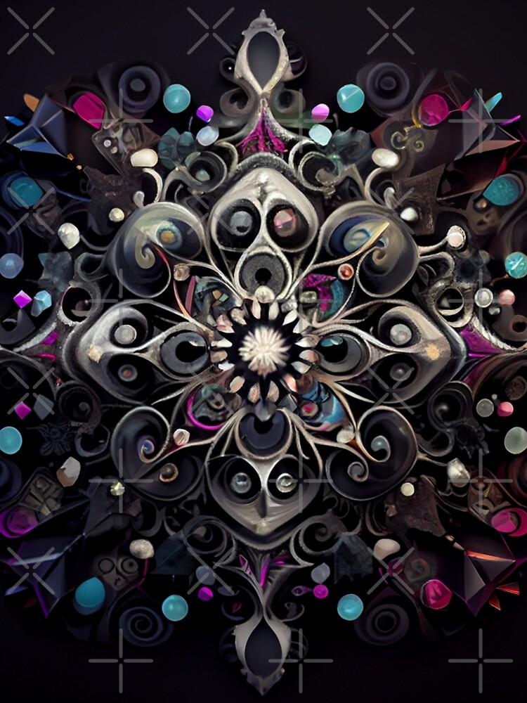 Aperçu 5 sur 5. Robe trapèze avec l'œuvre Complex Enchanted Bejeweled Black Scandifornian Pa Digital Painting créée et vendue par CodeAndColors.