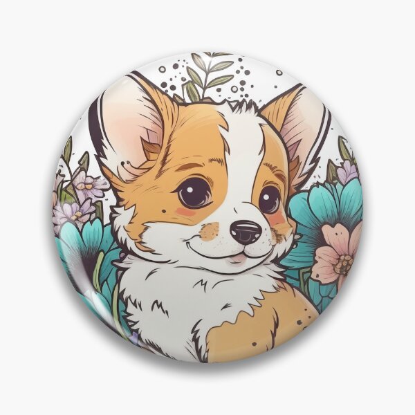 Artikelvorschau, Netter Babycorgi mit Blumen entworfen und verkauft von Summermint.