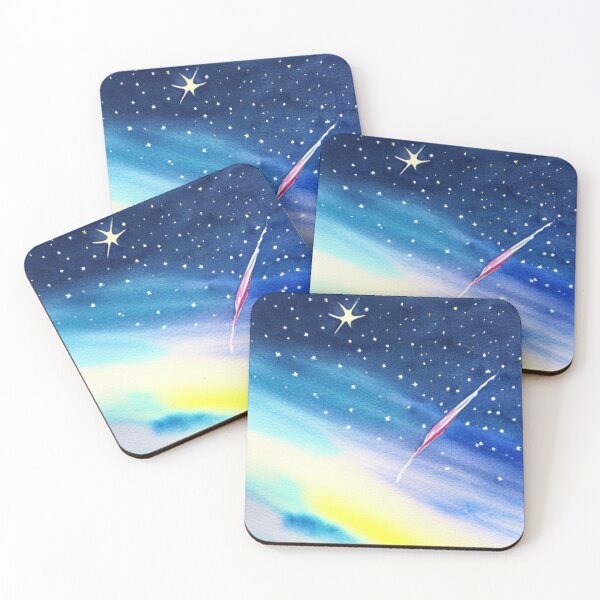 Item preview, Shooting Star in a Night Sky in Watercolor designed and sold by SquishStitches.
