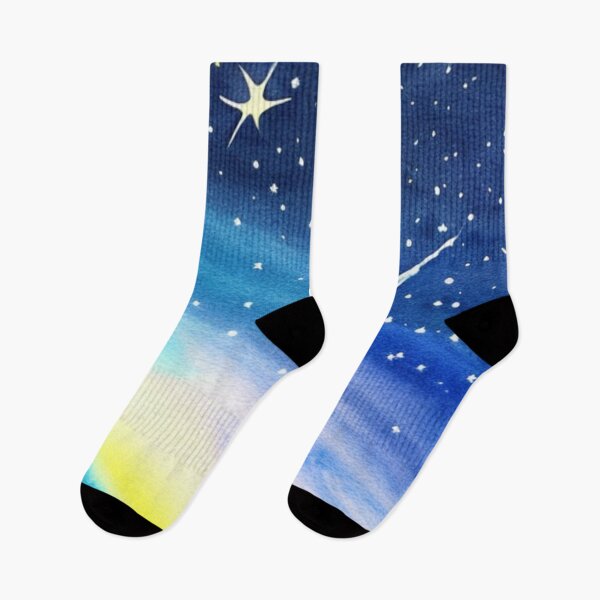 Item preview, Shooting Star in a Night Sky in Watercolor designed and sold by SquishStitches.