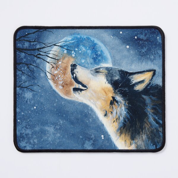 Item preview,  Watercolor picture of a wolf with a moon designed and sold by MaryWatercolor.
