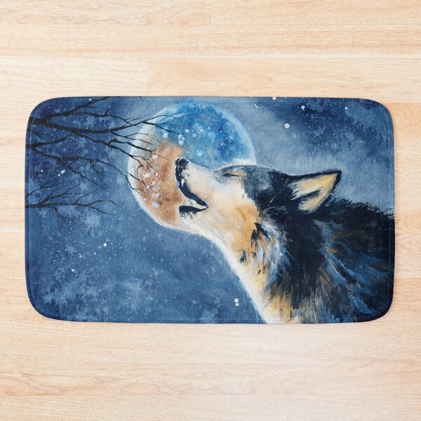 Item preview,  Watercolor picture of a wolf with a moon designed and sold by MaryWatercolor.