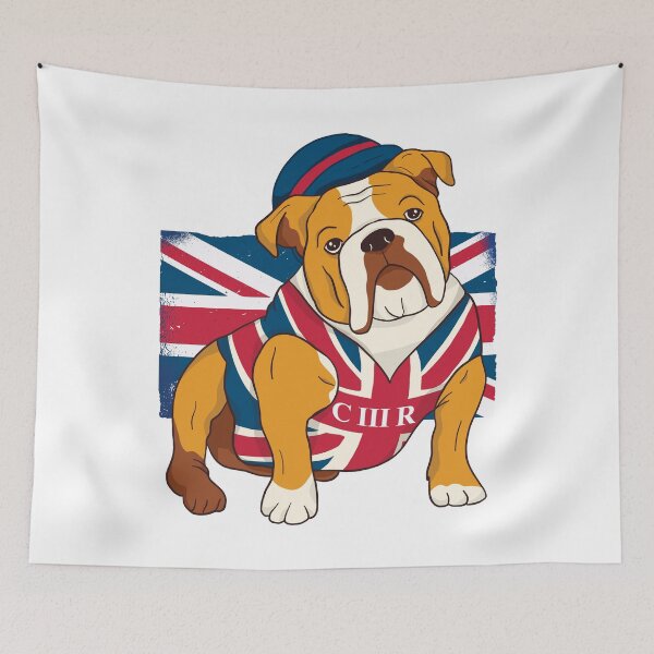 Item preview, Funny English Bulldog King III Mens Charles British Flag designed and sold by pipsmerch.