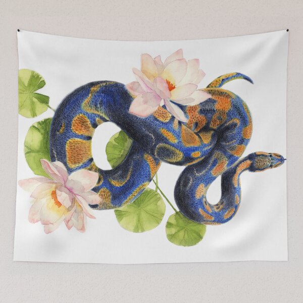 Item preview, A beautiful blue snake designed and sold by MaryWatercolor.