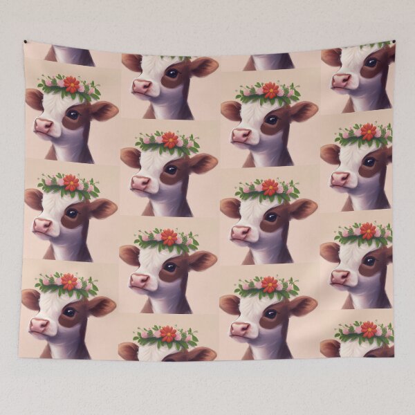 Item preview, Baby Cow with Flower Crown designed and sold by orchidgd.