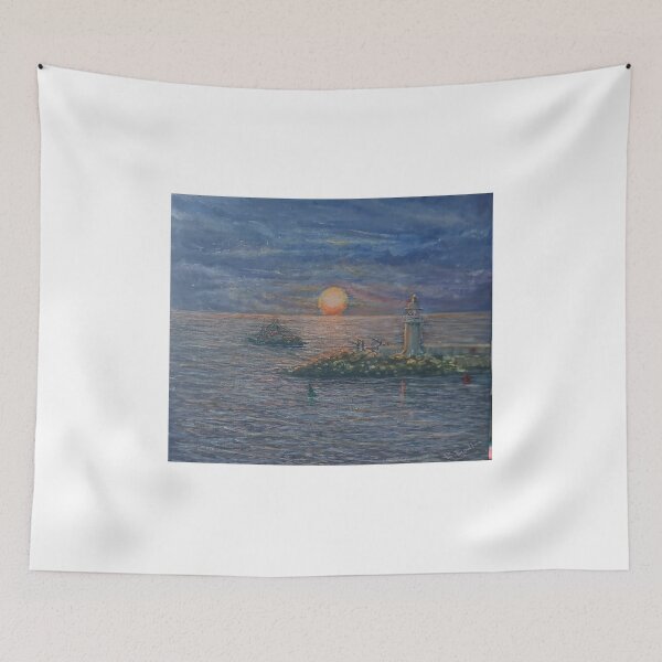 Item preview, SUNRISE OVER BRIXHAM BREAKWATER AND EARLY MORNING FISHSHING designed and sold by Mackenzie Moulton International Artist .