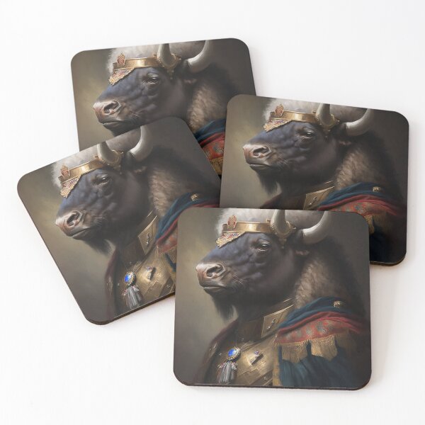 Item preview, BUFFALO Portrait, Imperial Pet Portrait, Renaissance Animal Painting,  Pet Lover Gif, AI art, Print Art designed and sold by XIX361ART.
