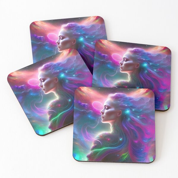 Aperçu de l'œuvre Rainbow galaxy goddess, Ai Generated Art créée et vendue par Medly.