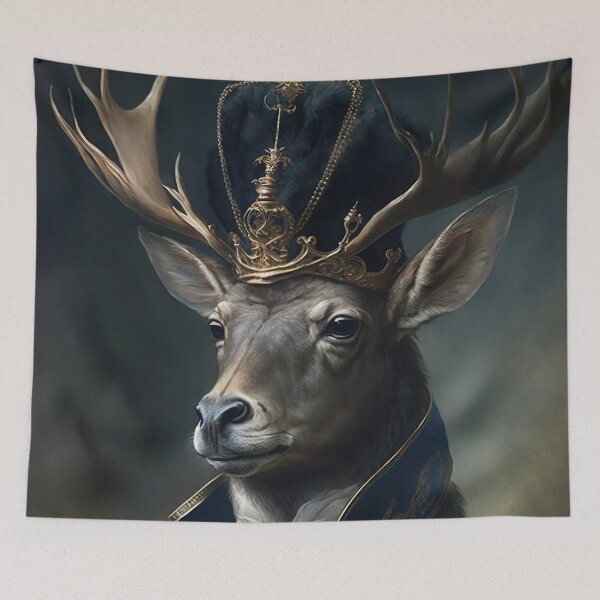 Item preview, DEER Portrait, Imperial Pet Portrait, Renaissance Animal Painting,  Pet Lover Gif, AI art, Print Art designed and sold by XIX361ART.