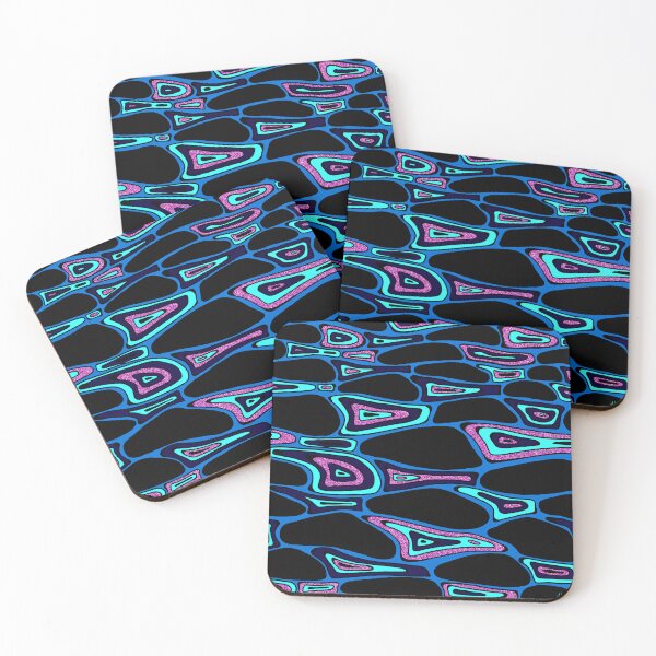 Item preview, Retro calm water design - blue pink glittery designed and sold by thrine.