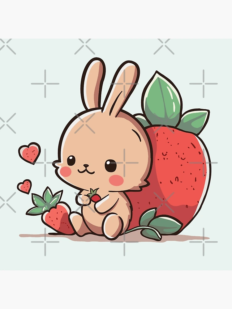 Cute bunny and kawaii strawberries postage, Zazzle