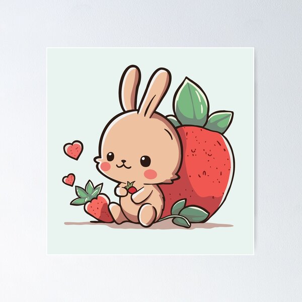 Strawberry Bunny Posters for Sale | Redbubble